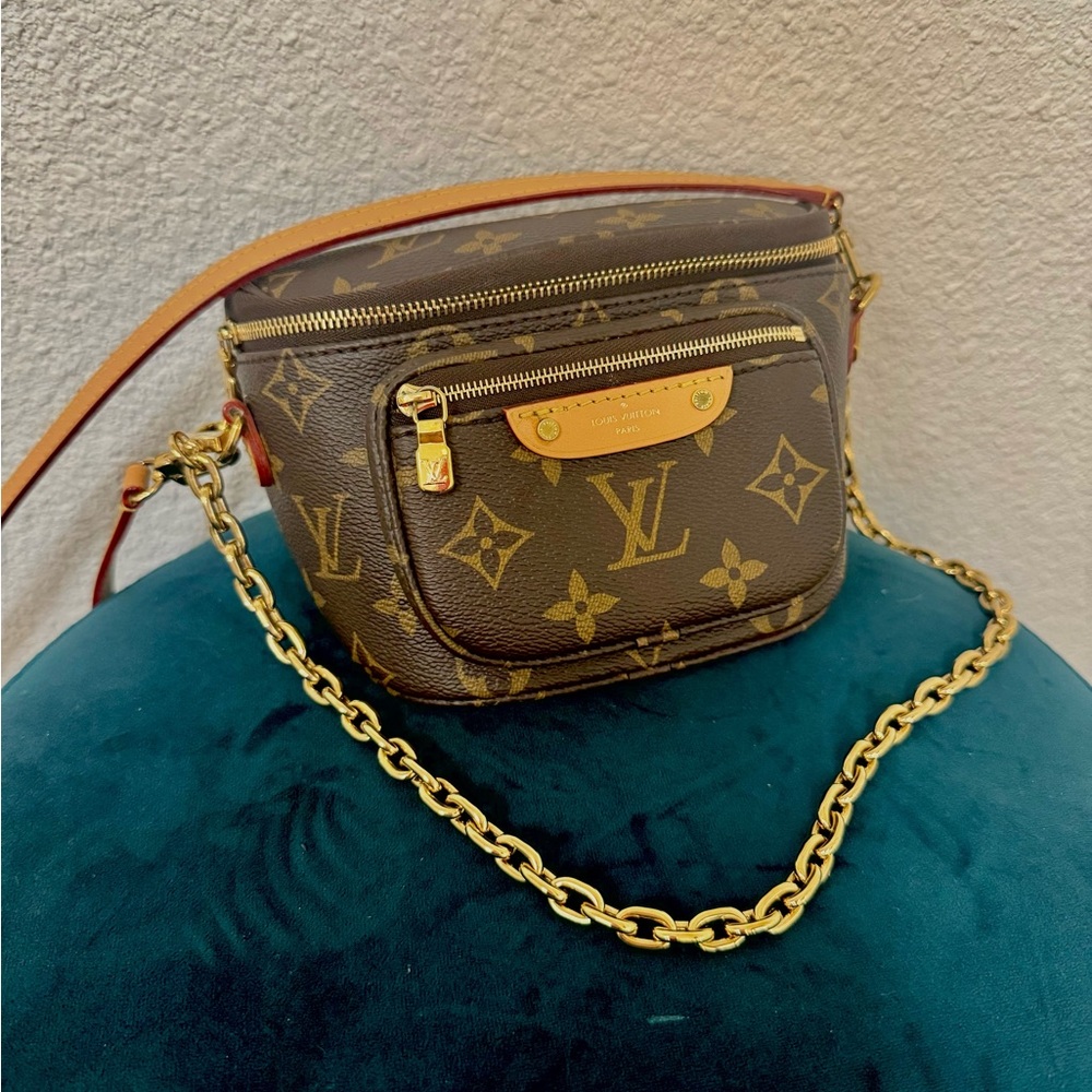 Louis Vuitton mini belt bag with gold chain